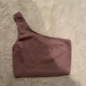 one shoulder ribbed knit top
